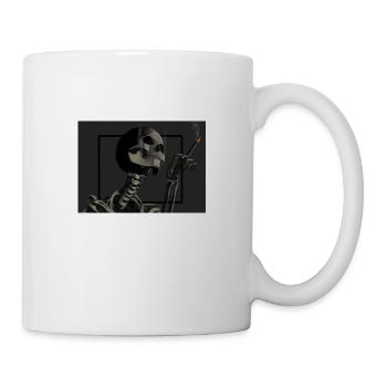Skelett raucht Zigaretten - Tasse - Weiß - Rechts