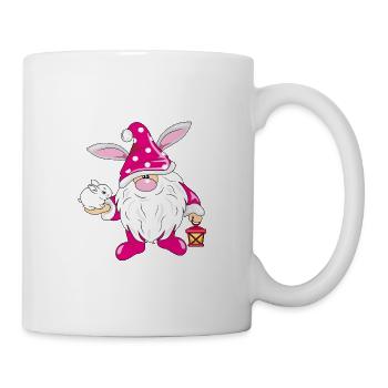 Lustiger nordischer Zwerg mit einem niedlichen Hasen - Tasse - Weiß - Rechts