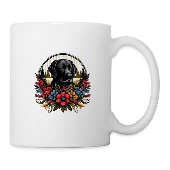 Black Labrador Retriever Cottage Core Flowers - Mug - white - Right