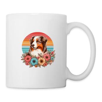Australian Shepherd red merle pastel retro flowers - Mug - white - Right