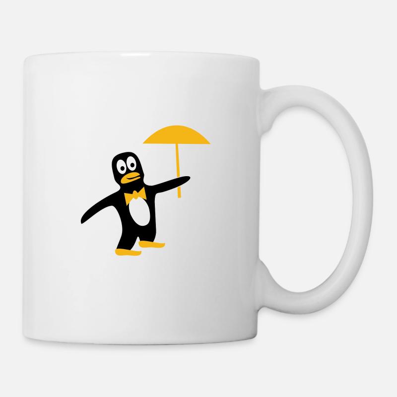 Pingouin avec parapluie dans les couleurs de votre choix - Mug blanc - blanc