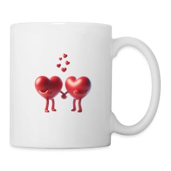 Des cœurs amoureux qui se tiennent la main - Saint-Valentin - Mug blanc - blanc - Droite