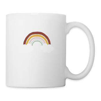Bunter Regenbogen mit Wolken – Boho Stil - Tasse - Weiß - Rechts