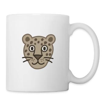 Niedliche Leopardengesicht Karikatur - Tasse - Weiß - Rechts