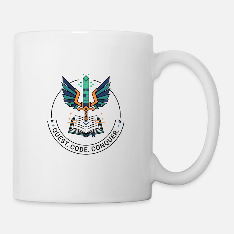 Quest. Code. Conquer Emblem - Tasse - Weiß