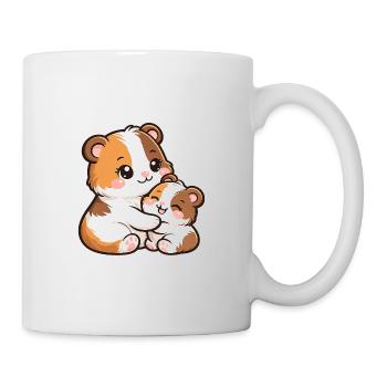 Mom Guinea Pig Cuddles and Plays with Her Baby - Mug - white - Right