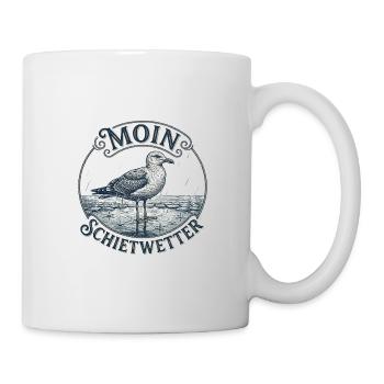 Moin Schietwetter Seemöwe - Tasse - Weiß - Rechts