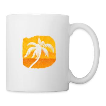 Palm Palm Trees Sunset Beach Retro - Mug - white - Right