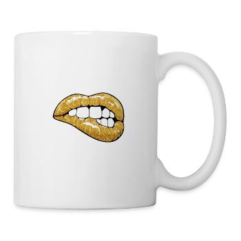 Golden glitter lips - Mug - white - Right