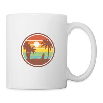 Paysage de plage avec palmiers et planche de surf - Mug blanc - blanc - Droite