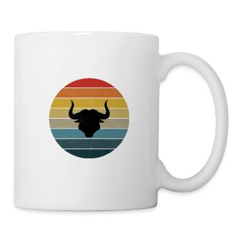 Peeking Highland Cow with Retro Sunset - Mug - white - Right