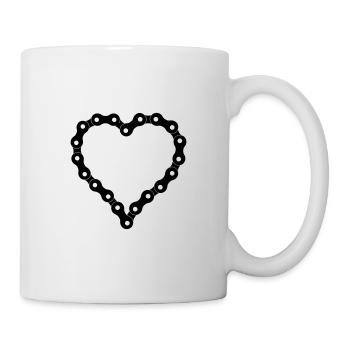 Heart of chain link bicycle chain - Mug - white - Right