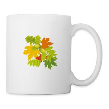 Bouquet d’automne de glands, feuilles d’érable et rowan - Mug blanc - blanc - Droite