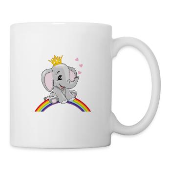 Joyeux bébé éléphant assis sur un arc-en-ciel - Mug blanc - blanc - Droite