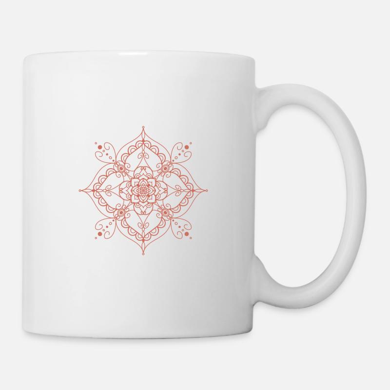 Mandala style - orange - Tasse - Weiß