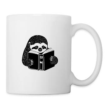 Faultier Lesen Buch - Tasse - Weiß - Rechts