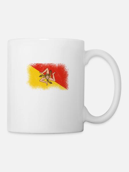 Sicile Flag Italie Palerme Trinacria Italia - Mug blanc - blanc