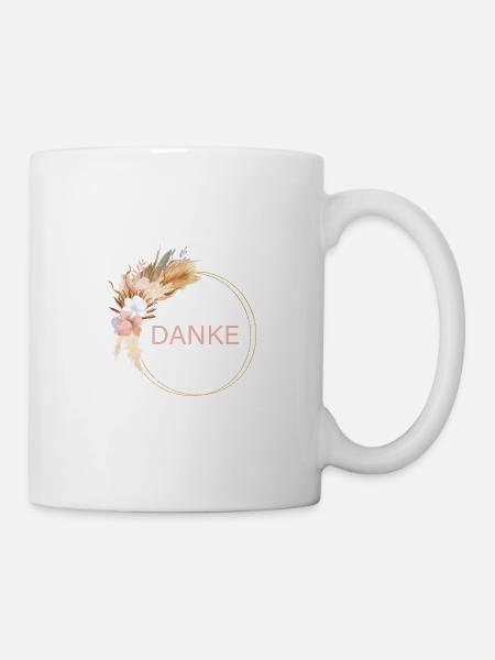 Danke! Blumen_Kranz Boho personalisierbar - Tasse - Weiß
