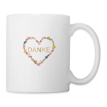 Danke! Flower-Power-Herz, personalisierbar - Tasse - Weiß - Rechts