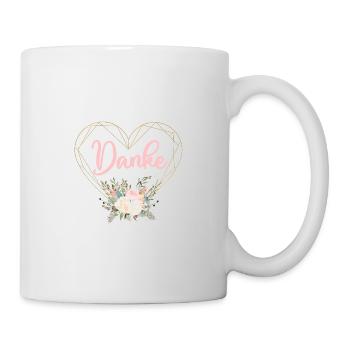 Danke! Blumen-Geometrik-Herz, personalisierbar - Tasse - Weiß - Rechts