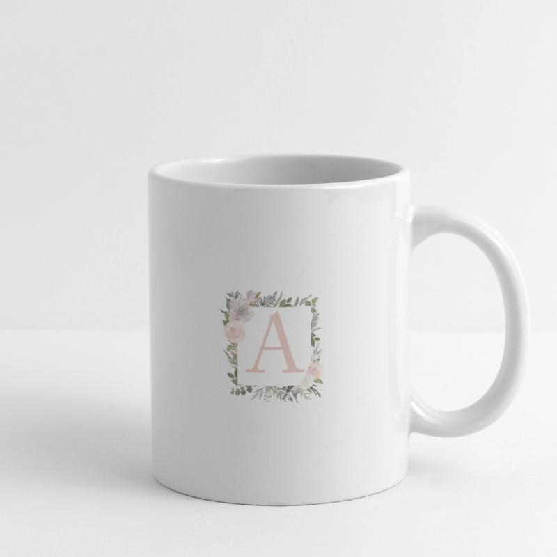 A Monogramm Eukalyptus-Boho Tasse
