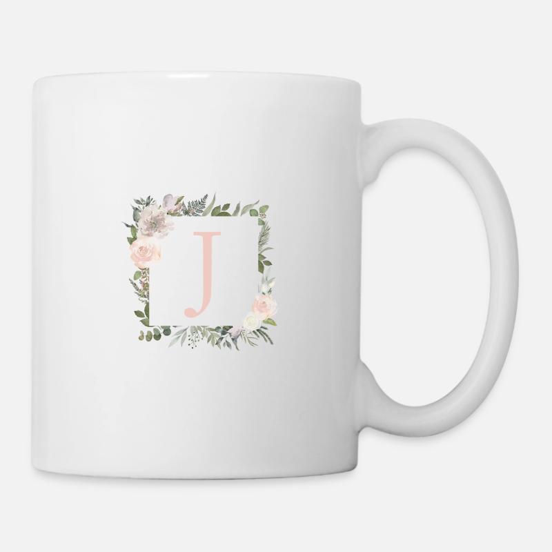 J Monogramme Eucalyptus Boho - Mug blanc - blanc