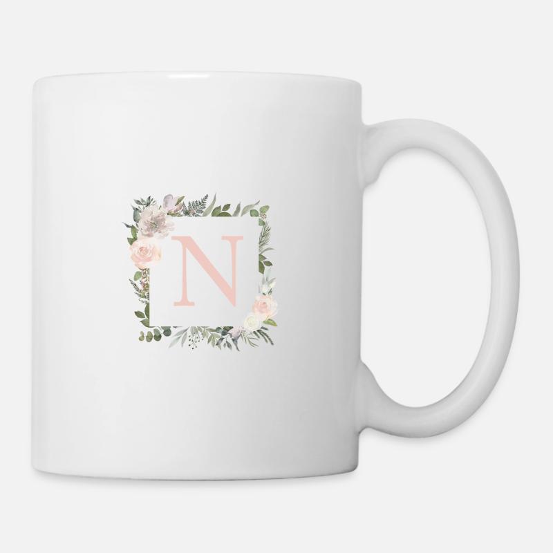 N Monogramme Eucalyptus Boho - Mug blanc - blanc