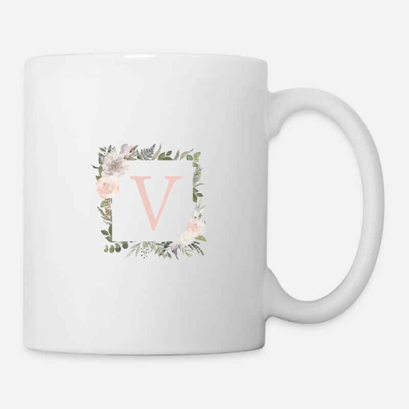 V Monogramme Eucalyptus-Boho - Mug blanc - blanc