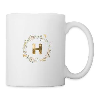 H Monogram Glitter Boho Wreath - Mug - white - Right