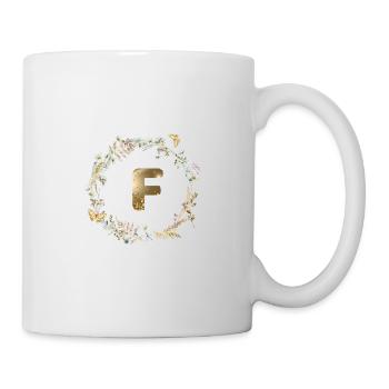 F Monogramme Paillettes Boho Couronne - Mug blanc - blanc - Droite
