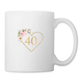 Numéro 40, design de fleur de cœur, personnalisable - Mug blanc - blanc - Droite