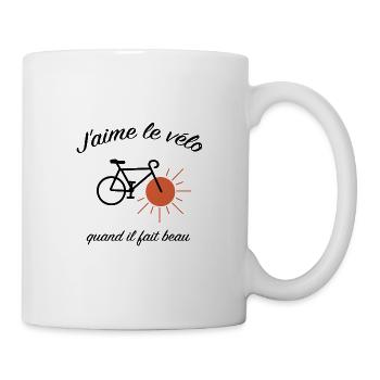 J'aime le vélo quand il fait beau - Mug blanc - blanc - Droite