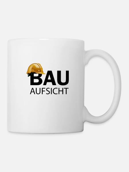 Bauaufsicht auf Baustelle mit Helm - Tasse - Weiß