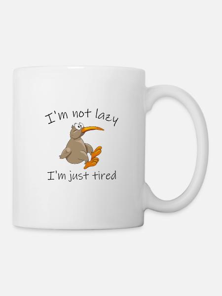 Kiwi Vogel Ich bin nicht faul, ich bin nur müde - Tasse - Weiß