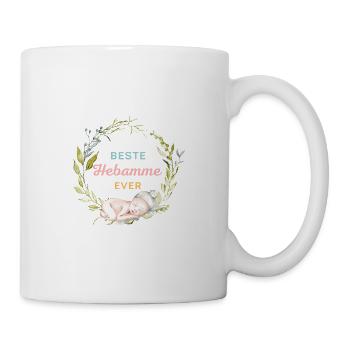 Beste Hebamme ever! Baby, Eukalyptus Illustration - Tasse - Weiß - Rechts