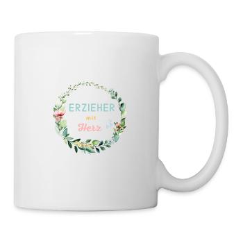 Erzieher mit Herz - personalisierbares Design - Tasse - Weiß - Rechts