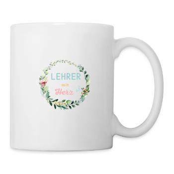 Lehrer mit Herz - personalisierbares Design - Tasse - Weiß - Rechts