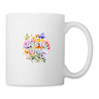 Beste Omi! Floral, personalisierbar - Tasse - Weiß - Rechts