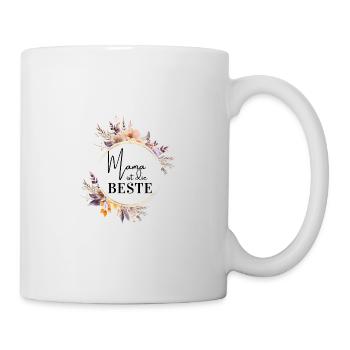Mama ist die Beste! Boho-Blumen-Kreis - Tasse - Weiß - Rechts
