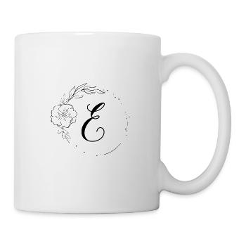 E Monogramm Floral, Line Art, personalisierbar - Tasse - Weiß - Rechts