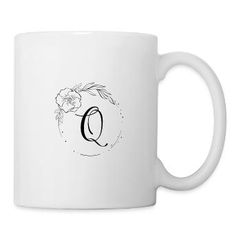 Q monogramme Floral, Line Art, personnalisable - Mug blanc - blanc - Droite