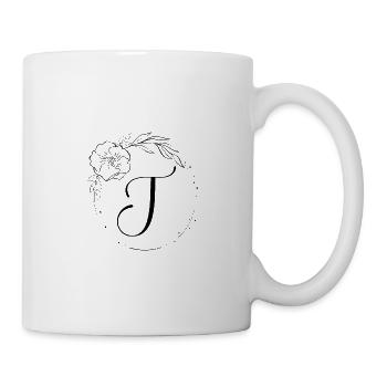 T Monogramm Floral, Line Art, personalisierbar - Tasse - Weiß - Rechts
