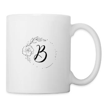 B Monogramm Floral, Line Art, personalisierbar - Tasse - Weiß - Rechts