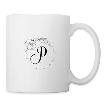 P Monogramm Floral, Line Art, personalisierbar - Tasse - Weiß - Rechts
