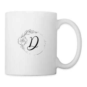 D Monogramm Floral, Line Art, personalisierbar - Tasse - Weiß - Rechts