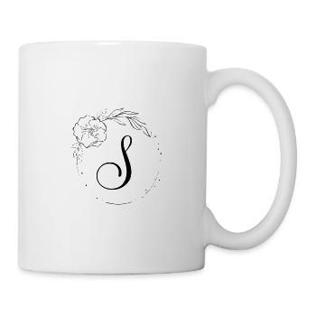 S Monogramm Floral, Line Art, personalisierbar - Tasse - Weiß - Rechts