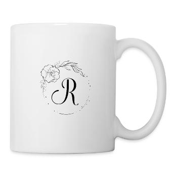 R Monogramm Floral, Line Art, personalisierbar - Tasse - Weiß - Rechts