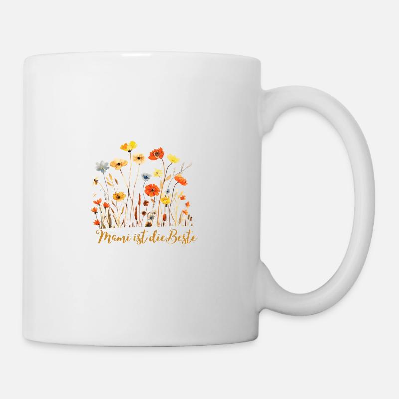Mami ist die Beste! Blumen, bunt, personalisierbar - Tasse - Weiß