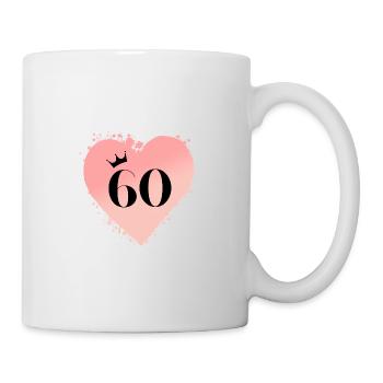 Numéro 60, Coeur, Personnalisable - Mug blanc - blanc - Droite