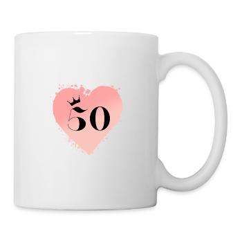 Numéro 50, Coeur, Personnalisable - Mug blanc - blanc - Droite